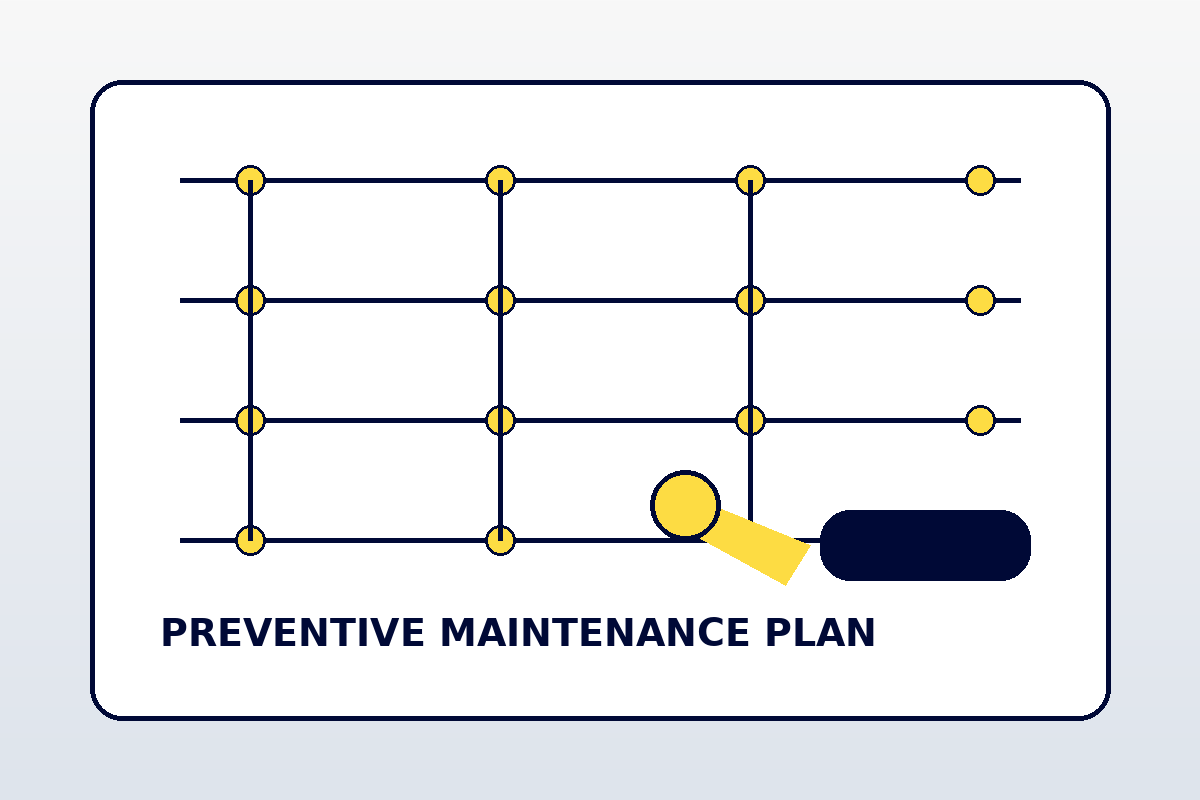 Abstract illustration of electrical maintenance planning with tools and diagrams