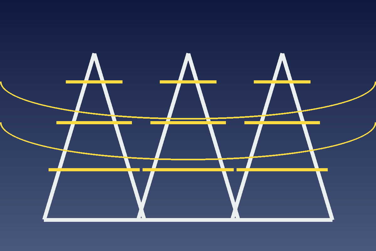 Abstract illustration of transmission towers and connected power lines